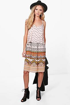 Boohoo Poppy Double Layer Paisley Shift Dress