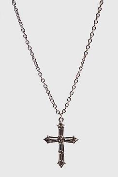Boohoo Stone Set Cross Necklace