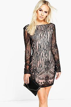 Boohoo Petite Jessica Scoop Back Embellished Dress