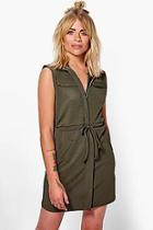 Boohoo Grace Utility Zip Front Shirt Dress