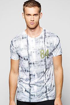 Boohoo Tie Dye Grid Sublimation T Shirt