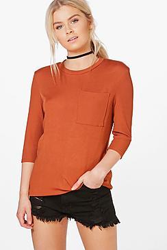Boohoo Vanessa Oversized Rib Pocket T-shirt