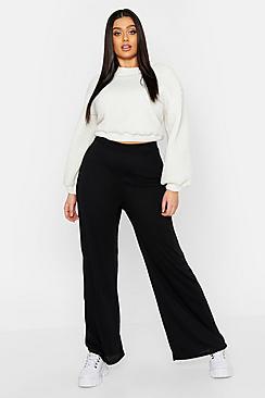 Boohoo Plus Rib Wide Leg Jogger