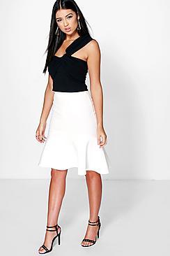 Boohoo Amorah Drop Hem Midi Skirt