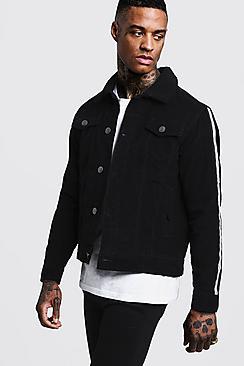 Boohoo Borg Collar Cord Jacket With Taping