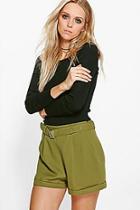 Boohoo Eve Belted Tailored Utility Shorts