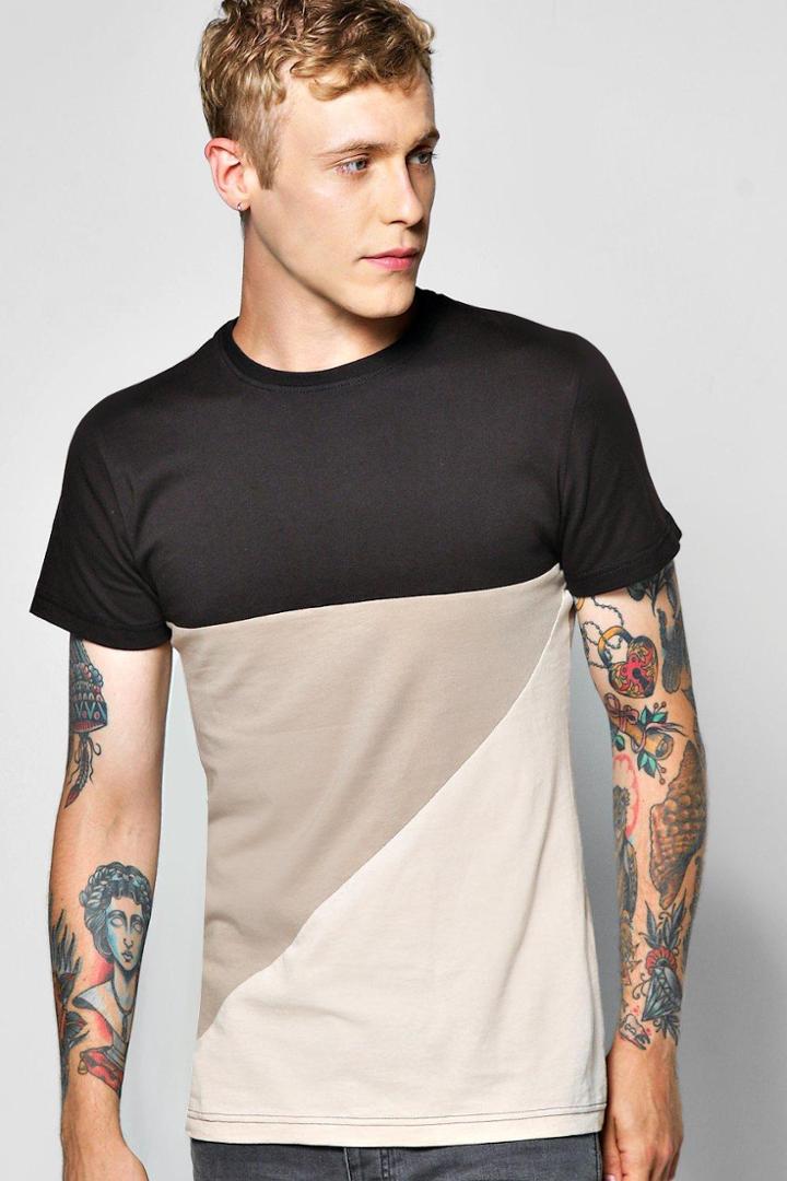 Boohoo Spliced T Shirt Black