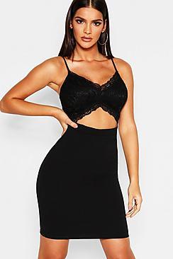 Boohoo Lace Cut Out Bodycon Dress