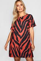Boohoo Plus Tiger Print Shirt Dress