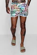 Boohoo Multi Coloured Leaf Print Runner Swim Short