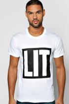 Boohoo Lit Slogan T Shirt White