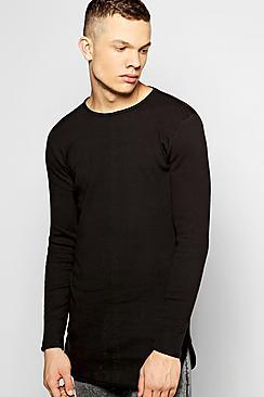 Boohoo Longline Rib T-shirt With Scoop Hem
