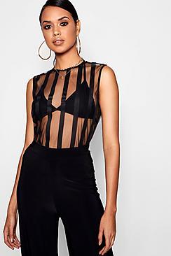 Boohoo Natalie Athleisure Mesh Stripe Vest Top