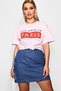 Boohoo Plus Olivia Let's Move To Paris Tee