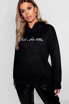 Boohoo Plus 'bad Habits' Oversized Boyfriend Hoodie