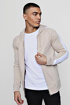 Boohoo Man Signature Muscle Fit Hoodie With Striped Sleeve