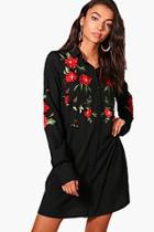 Boohoo Tall Helena Floral Embroidered Shirt