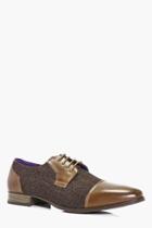 Boohoo Mix Panel Formal Lace Up Shoe Brown