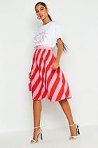 Boohoo Woven Stripe Pleated Skirt
