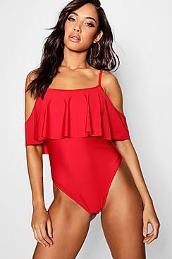 Boohoo Palma Open Shoulder Swimsuit