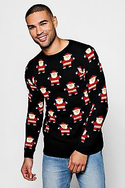 Boohoo Santa Jacquard Muscle Fit Jumper