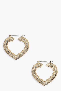 Boohoo Retro Chunky Heart Hoop Earrings