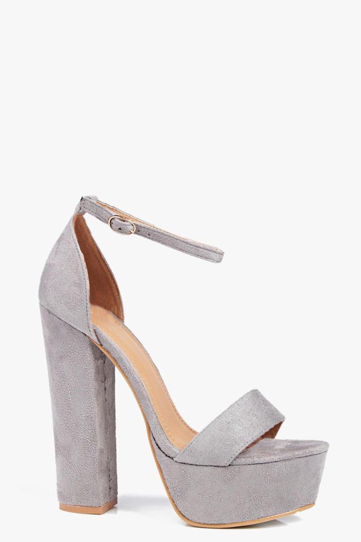 Boohoo Clara Skyscraper Platform Two Part Grey