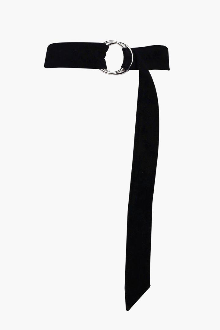 Boohoo Molly Suedette Multi Ring Fasten Belt Black