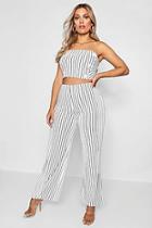 Boohoo Plus India Striped Bandeau + Trouser Co-ord