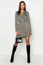 Boohoo Tall Geo Print Belted Shirt Dress