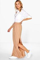 Boohoo Thalia Woven Side Split Wide Leg Trousers