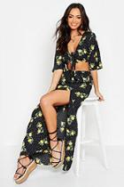 Boohoo Knot Front Floral Mix Maxi Skirt Co-ord Set