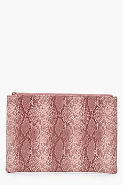 Boohoo Mol Faux Snake Clutch Bag