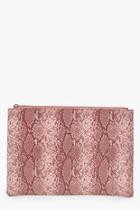 Boohoo Mol Faux Snake Clutch Bag