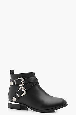 Boohoo Maya Buckle Strap Chelsea Boots