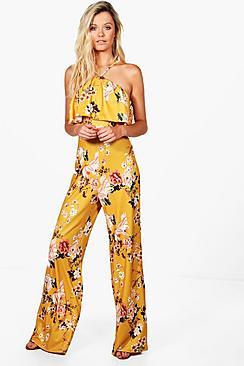 Boohoo Jasmine Floral Wide Leg Jumpsuit