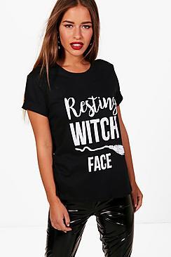Boohoo Petite Kate Resting Which Face T-shirt