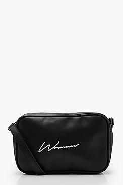 Boohoo Woman Script Print Cross Body