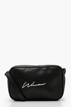 Boohoo Woman Script Print Cross Body