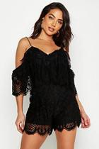 Boohoo Lace Cold Shoulder Playsuit
