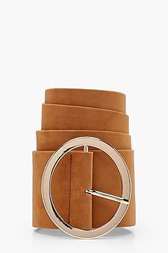 Boohoo Casey Circle Buckle Suedette Belt