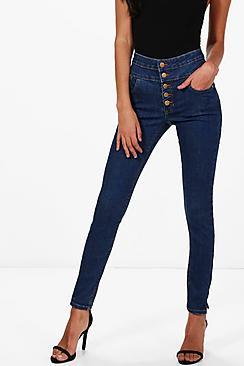 Boohoo 5 Button High Waist Skinny Jeans