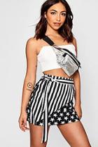 Boohoo Evia Stars & Stripes Wrap Crepe Mini Skirt