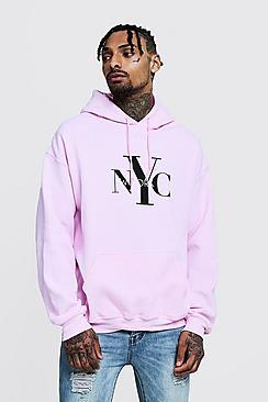 Boohoo Nyc Slogan Print Oversized Hoodie