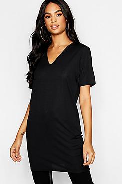 Boohoo Tall V Neck Rib Longline T-shirt