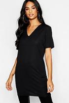 Boohoo Tall V Neck Rib Longline T-shirt
