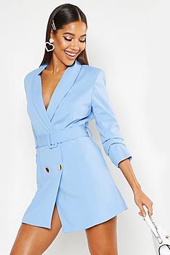 Boohoo Woven Tailored Belted Balzer Dress