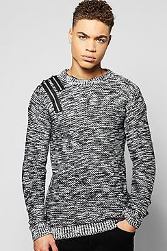 Boohoo Mixed Yarn Jumper With Double Zip Detail