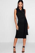 Boohoo Lucy Collared Belted Midi Dress
