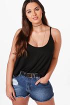 Boohoo Plus Josie Jersey Swing Cami Tank Top Black